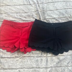 J. Crew High Waist Scalloped Shorts - Red and Black